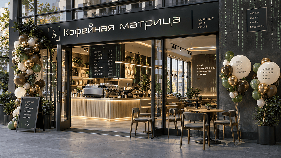 Оформление открытия кафе или кофейни воздушными шарами