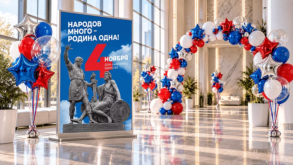 Оформление воздушными шарами на День народного единства 4 ноября