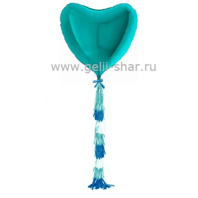 Сердце из фольги с гирляндой тассел Тиффани, 81 см