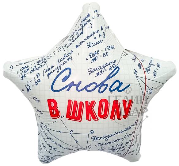 Шар из фольги, Звезда, Снова в школу, 46 см