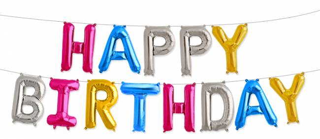 Шар Надпись из букв "Happy Birthday", ассорти цветов, 35 см