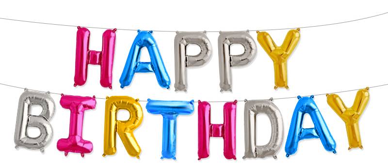 Шар Надпись из букв "Happy Birthday", ассорти цветов, 35 см