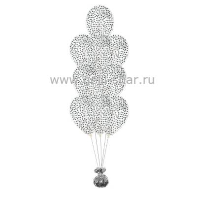 Фонтан из Прозрачных шаров с конфетти Серебро