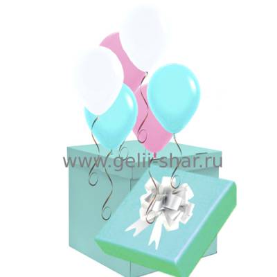 Коробка сюрприз с шарами Бирюза