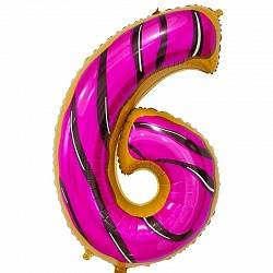 Шар "Цифра 6" Пончик, 86 см