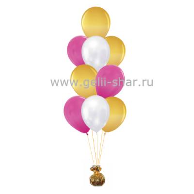 Фонтан из Золотых, Розовых и Белых шаров