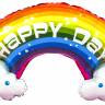 Шар Фигура, Радуга в облаках, Happy Day, 99 см