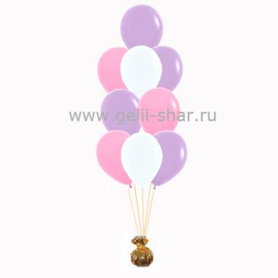 Фонтан из Розовых, Белых и Сиреневых шаров