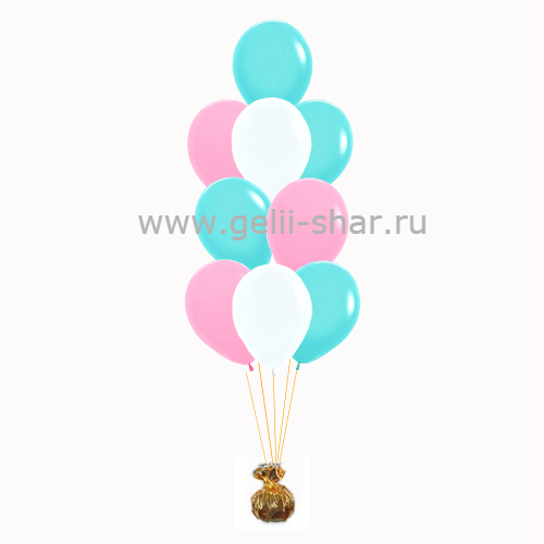 Фонтан из Розовых, Тиффани и Белых шаров