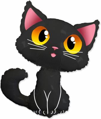 Шар Фигура, Котенок, Черный, 91 см