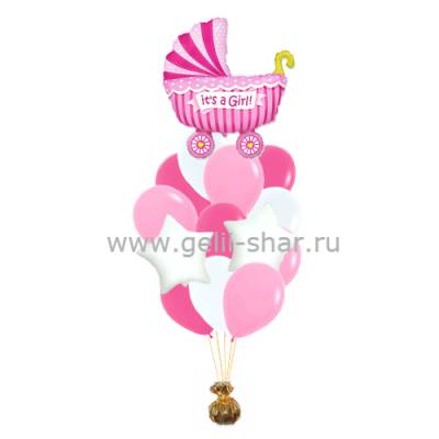 Букет из шаров К рождению девочки с коляской