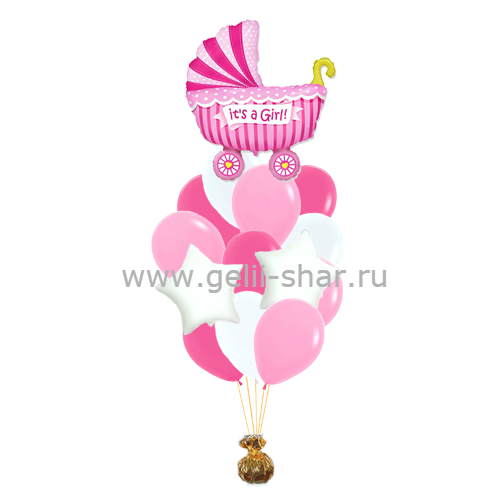 Букет из шаров К рождению девочки с коляской