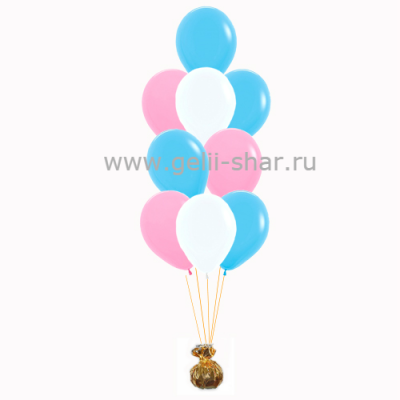 Фонтан из Розовых, Белых и Голубых шаров