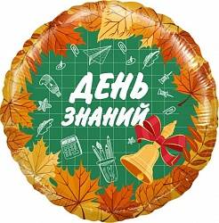 Шар из фольги, Круг,День Знаний, 1 Сентября, Оранжевый, 46 см