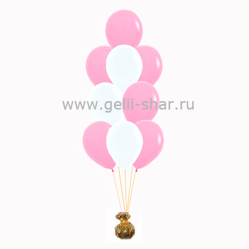 Фонтан из Розовых и Белых шаров 