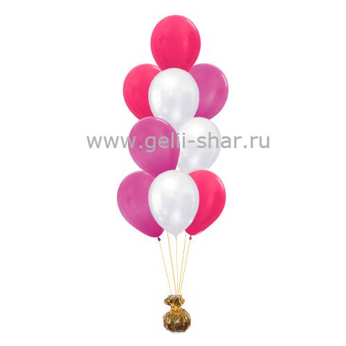 Фонтан из Розовых и Белых и Фуше шаров Металлик