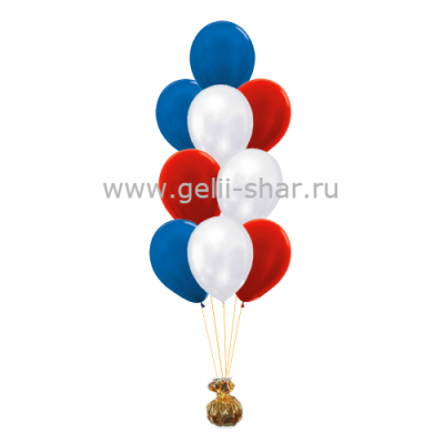 Фонтан из Синих, Красных и Белых шаров Металлик