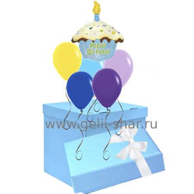 Коробка сюрприз с воздушными шарами Веселый праздник для мальчика
