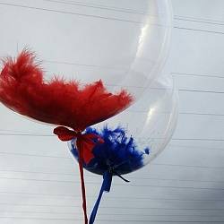 Прозрачный шар Bubble с Красными перьями, 46 см
