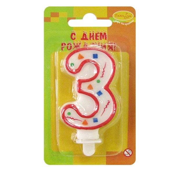 Свеча цифра для торта 3