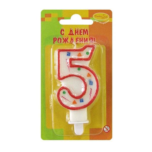 Свеча цифра для торта 5