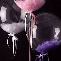 Прозрачный шар Bubble с Розовыми перьями, 61 см